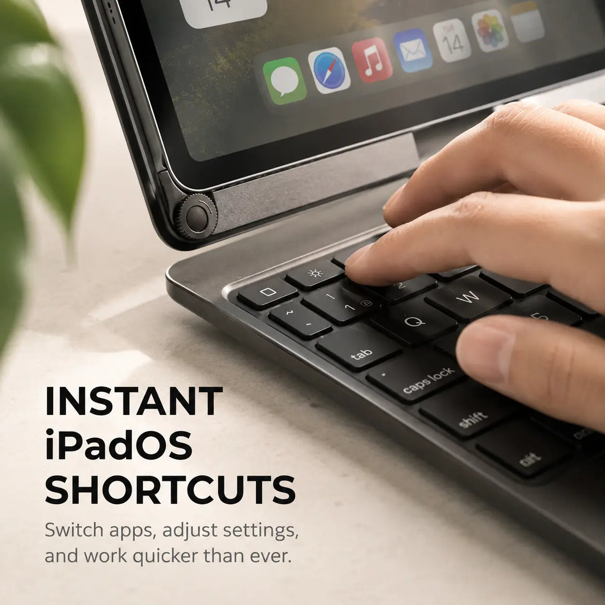 Midnight Black rotating tablet keyboard case with shortcut keys #color_Midnight Black