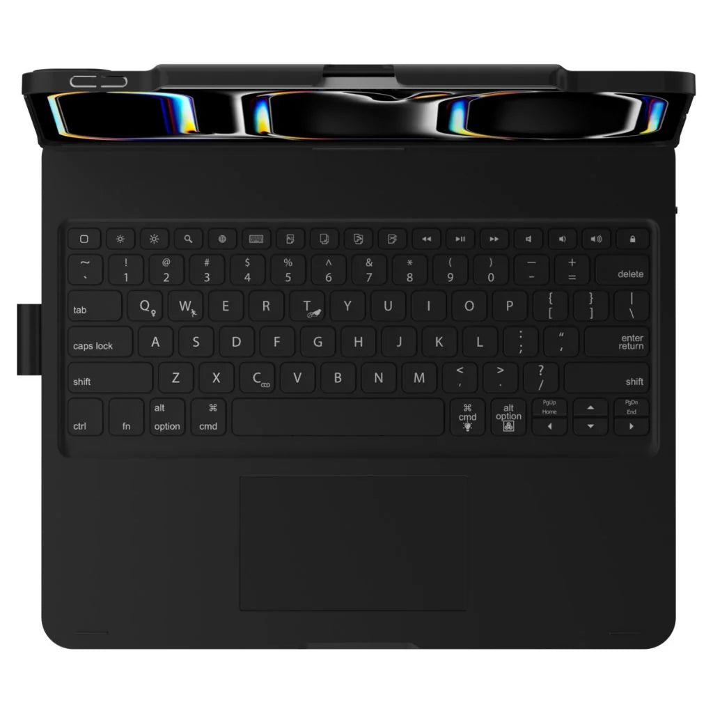 Midnight Black rotating tablet keyboard case shown from a product angle #color_Midnight Black