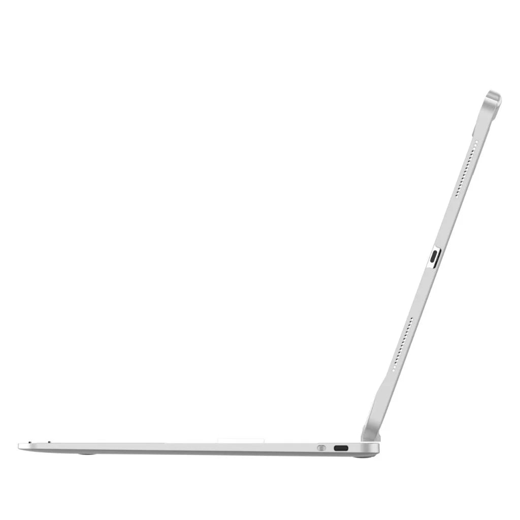 Titanium Silver rotating tablet keyboard case shown from a product angle #color_Titanium Silver