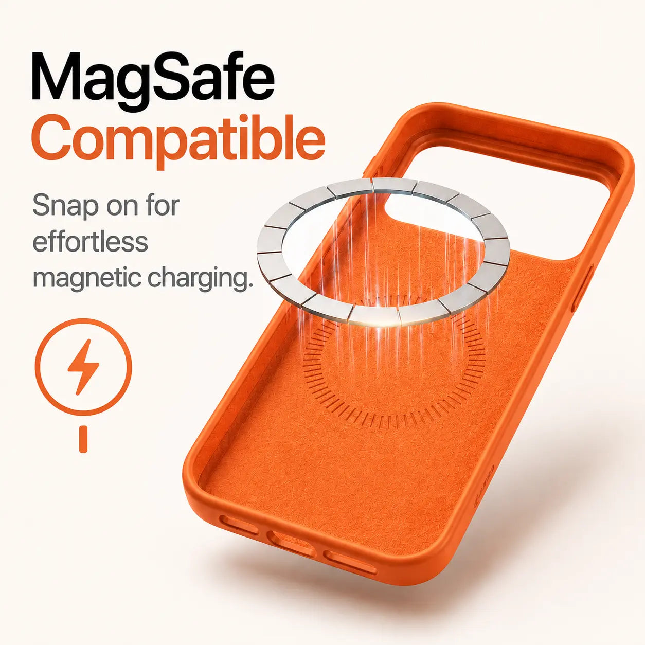 Silicone iPhone case with MagSafe-compatible wireless charging